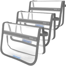 Olanmark 3 Pack TSA Approved Toiletry Bag - Quart Size Travel Bag for Toiletries - Reusable Clear Bag for Liquids - 311 Compliant Airplane Bag Gray