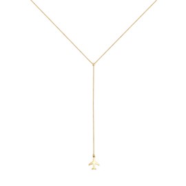 Elli Women's Y-Look Aeroplane Travel Necklace in 925 Sterling Silver Gold-Plated, 40 cm, Facet cut, No Gemstone