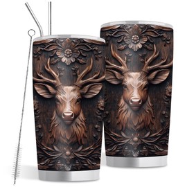 Goiicoln Deer 20oz Tumbler, Hunting Gifts for Men, Hunting Tumbler Cup, Hunting Gifts for Dad Husband from Son Wife, Birthday Father Day Gift for Hunters Hunting Man, 20 Oz Tumbler with Lid and Straw