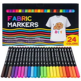 BLISSIQUEE Laundry Pens Permanent for Clothes 24Pcs, 24 Color Fabric Pen Washable Resistant Fabric Paint Pens for T Shirt Design Kit Canvas Tote Bag Pillowcases Plain Cotton Bags Shoes DIY Crafting