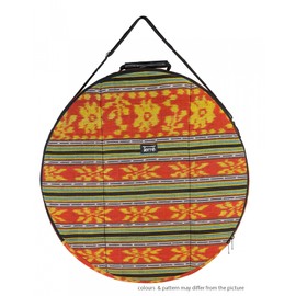 Shamandrum Bag Red Tones Made of Ikat Woven Fabric Diameter 60 cm for Shaman Drum - in Mysevendo Set - Round Ritual Drum Carry Strap Drum Bag