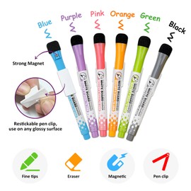 2-Piece Re-stickable Whiteboard Chore Chart Set, Dry Erase Kids Chore Chart, Daily Chore Planner, to-Do List, and 6 Colorful Markers with Erasers, Fridge or Wall Organizer for Home, Office, or School