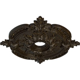 Ekena Millwork CM28BESHC Benson Classic Ceiling Medallion, 28 3/8"OD x 3 3/4"ID x 1 5/8"P, Hand-Painted Stone Hearth Crackle