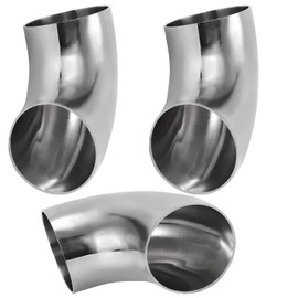 ZEONHEI 6 PCS 3 Inch Mandrel Bend Elbow, 304 Stainless Steel Exhaust Elbow, Thickness 14GA/.078” Wall, 90 Degree Exhaust Pipe Elbow for Car Exhaust Pipe Elbow Modified, Stair Handrail