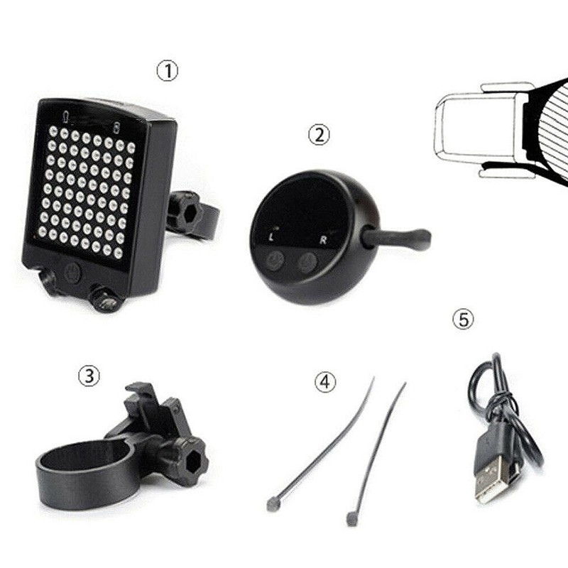 Bicycle Tail Laser Lamp Intelligent Sensing Turn Brake Warning USB