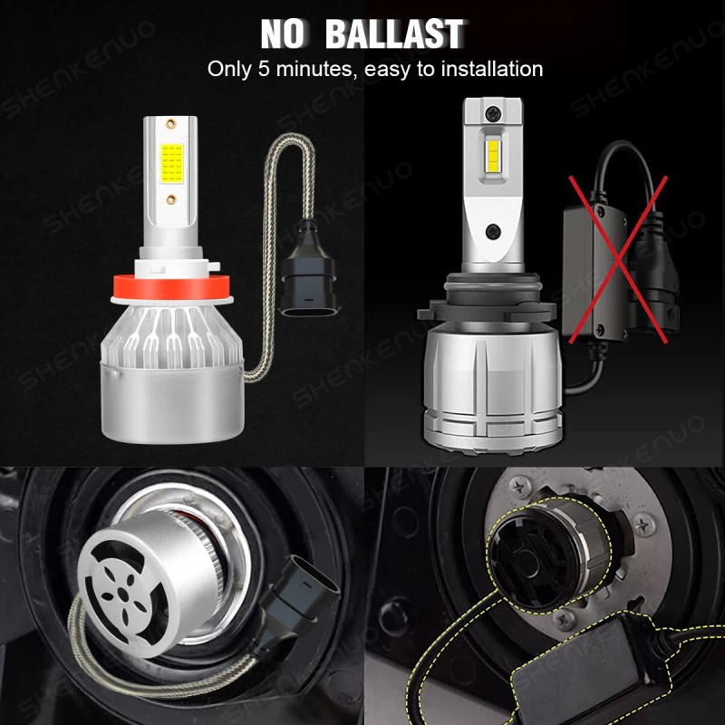 SHENKENUO 9005 + H11 LED Headlight Combo High Low Beam