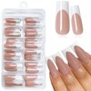 AddFavor French Tip Press on Nails Long Square Fake Nails,