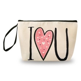 I Love U Makeup Bags for Women Girlfriend Valentines Day Gifts for Wife Fiancee Engagement Wedding Gifts for Women Girls Travel Toiletry Bag for Girls Her Cosmetic Makeup Organizers with Zipper