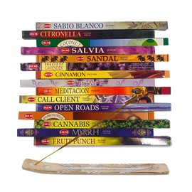 Hem Incense Sticks Variety Pack of 15 Randomly Selected fragrances,8 Sticks Each, Total 120 Sticks with Raajsee Incense Holder