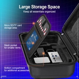 SyVend Carrying Case 3 in 1 Accessories Set Compatible with ROG Ally X 2024 Black, included EVA Carrying Case, Soft Silicone Protective Cover und 2 Pack Screen Protector, Portable and Easy to Carry