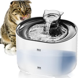 MXCOCO Bebedero para Gato con Luz LED, 74oz/2.2 L Fuente de Agua para Gatos, Fuente para Mascotas con Bomba Ultra Silenciosa, Dispensador con 4 Capas Filtros de Agua para Gatos y Perros, Sin BPA