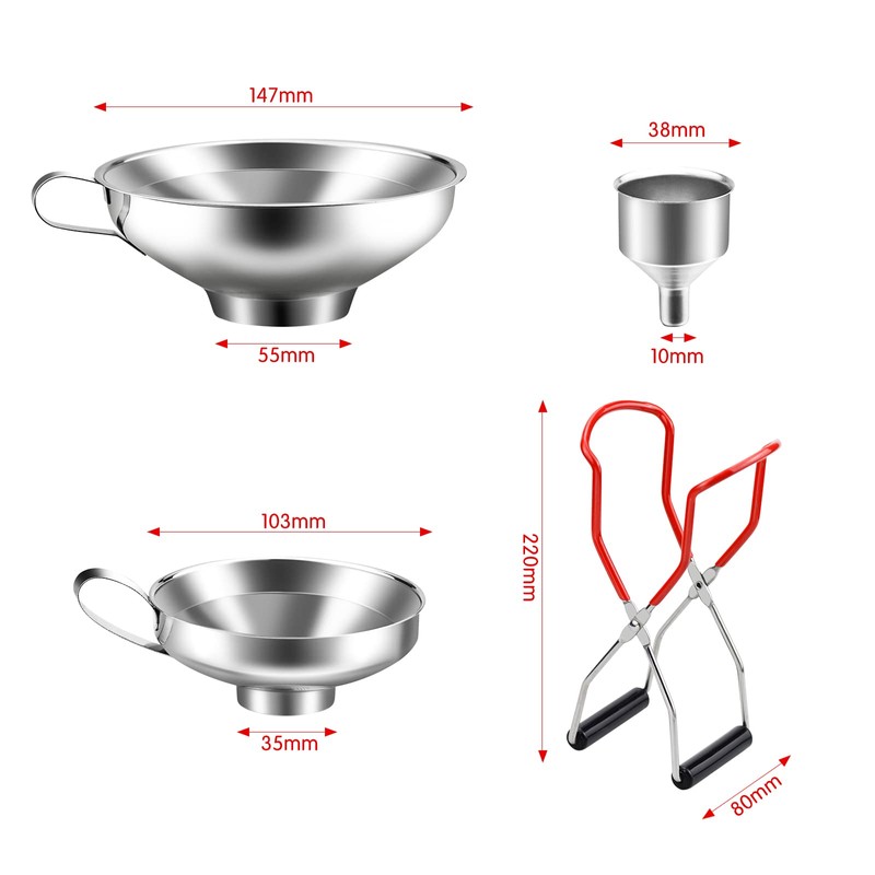 iYinJuan 4-Piece Funnel Set, Kitchen Funnel, Funnel, Stainless Steel, Jam