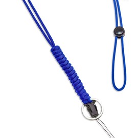 WALNEW 25-Inch Fashion Strong Survival Paracord Lanyard Necklace with Carabiner, Alloy Ring and Clip for Keys, Flashlights, ID Cards, Whistles, USB Drives, Knives etc, NavyBlue