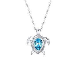 Elli Women Silver 925 Sterling Silver Turtle Crystal Necklace of Length 45cm
