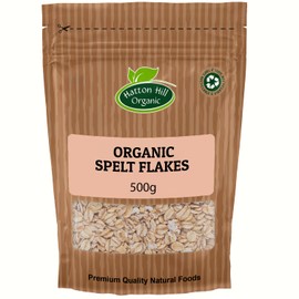 Organic Spelt Flakes 500g by Hatton Hill Organic | Perfect for Breakfast, Baking, and Cooking