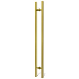 LVYIHAN Titanium Gold Square Barn Door Handles 12"/24"/36"/48"/59'', Pull Push Long French Door Handle Double Sided, Large Front Exterior Shower Door Pull Handles