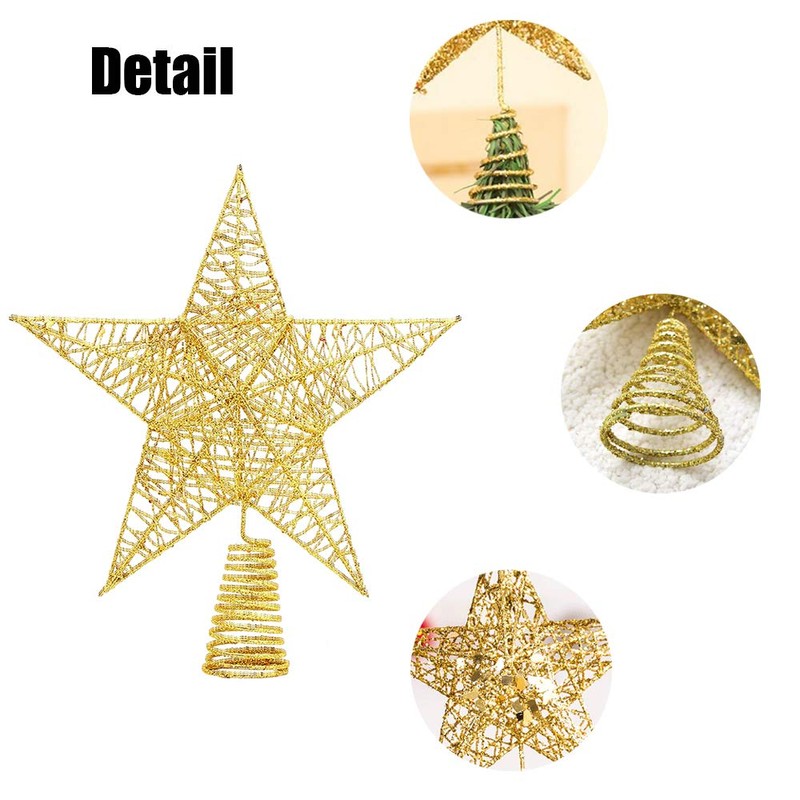 DIYASY Christmas Tree Topper,10inches Metal Glittered Star Xmas Tree Decoration