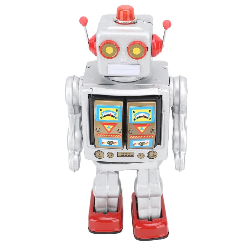 Metal Tin Robot Toy Retro Electric Rotating Figures Model Adult
