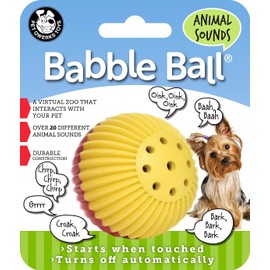 Pet Qwerks Animal Sounds Babble Ball - Interactive Chew Dog Toy - Small