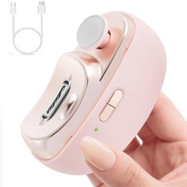 Electric Nail Clipper, 3-in-1 Automatic Nail Cutter & Polishing, 2 Speeds Automatic Nail Trimmer with LED Light & Nail Chip Storage, Excellent Gift for Kids Adults Seniors, Pink
