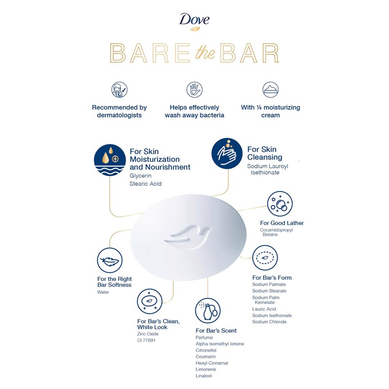 /6 bars/Original Dove Beauty Cream Bars | Classic Original Soap