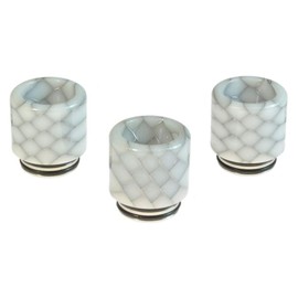 Armerah Anti Spit Back Snakeskin 810/510 Drip Tip eCig Mouthpiece Resin/Steel 3 Pack White