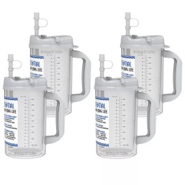 Whirley Drink Works (4) 32 oz Water Essential Insulated Mugs with Straws - BPA FREE Hospital Mugs