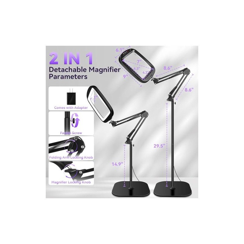 30X 10X Extra Large Floor Magnifying Glass with Light and
