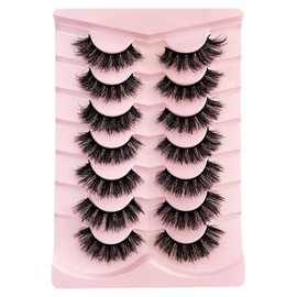 Mink Lashes Fluffy False Eyelashes Wispy 3D Volume Thick Lashes 16mm Fake Lashes Natural Look Eyelashes 7 Pairs Pack