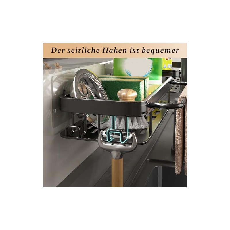 Hanging Sink Organiser, Sink Organiser with Drain Pan, Kitchen Sponge