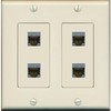 RiteAV - 4 Port Cat6A Ethernet Wall Plate - 2 Gang [Light-Almond]
