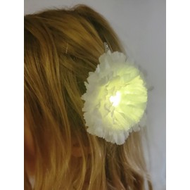 Light-Up 3 PACK (Daisy, Rose, Carnation) Hair Flower Clips that Glow, Rainbow, Multicolor, Party Favors - CR1220-Powered EDC: IEC-Approved Design