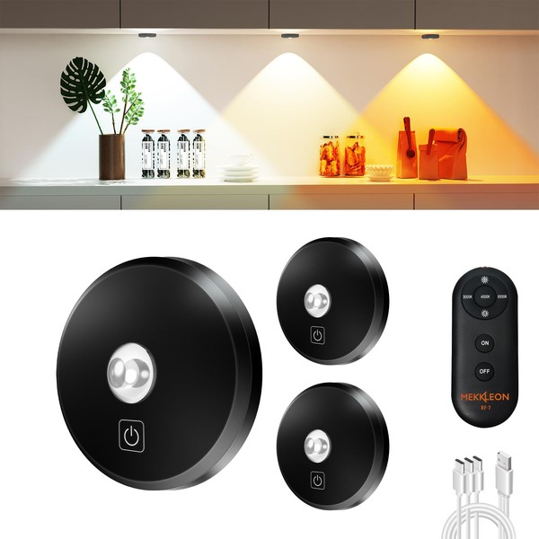 MEKKLEON Puck Lights With Remote Control - Rechargeable, Wireless Under