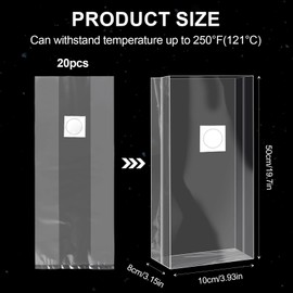 Omevett 20Pcs Mushroom Grow Bag Mushroom Growing Bags Mushroom Spawn Grow Bag Breathable Mushroom Substrate Spawn Bags Mushroom Cultivation Bag with 0.2 Micron Filter (10 x 50cm)