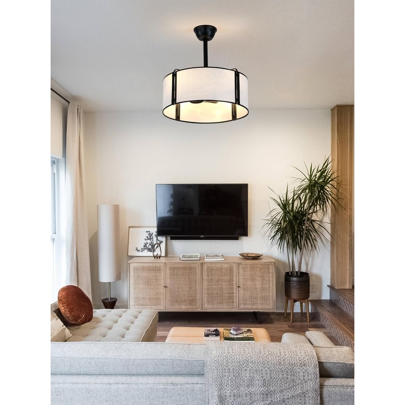 Curve Curio 20'' Caged Ceiling Fans with Lights, Fabric Fandelier