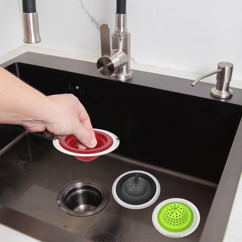 uxcell Silicone Sink Strainer, 2Pcs Kitchen Sink Drain Strainer Stopper