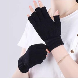 VABX-Purple 3 Pairs Fingerless Gloves for Women Men Half Finger Gloves Kids Teens Adults Work Knit Touchscreen Cold Weather Gloves