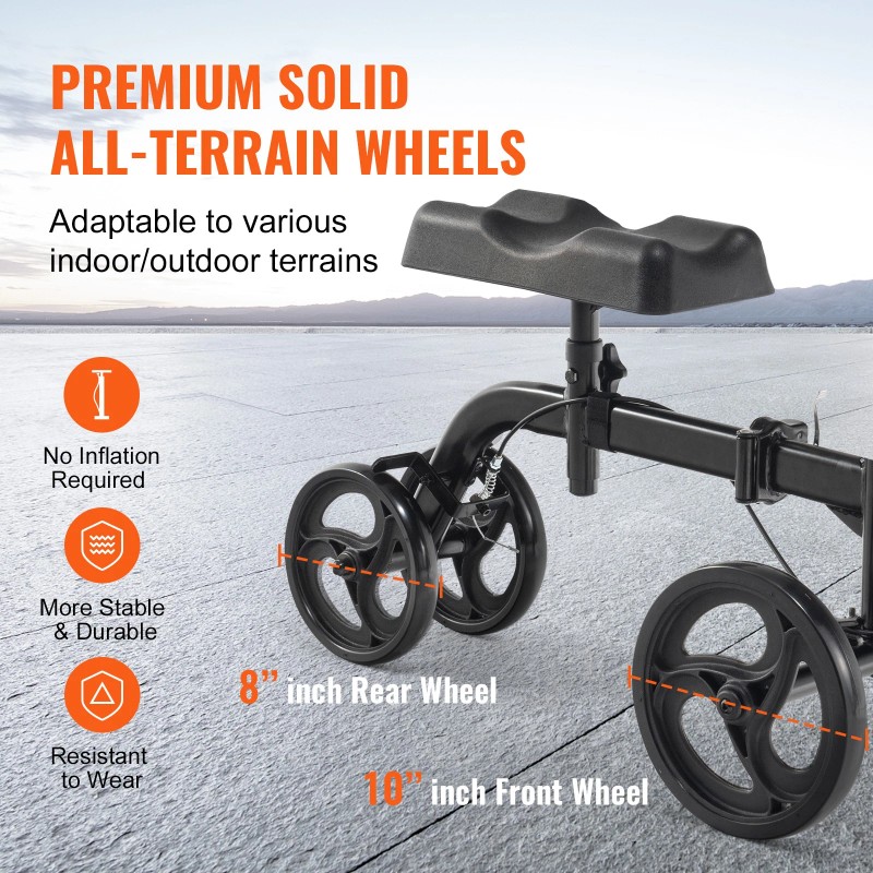Knee Scooter Carbon Steel Folding Knee Walker Recovery Scooter 300LB