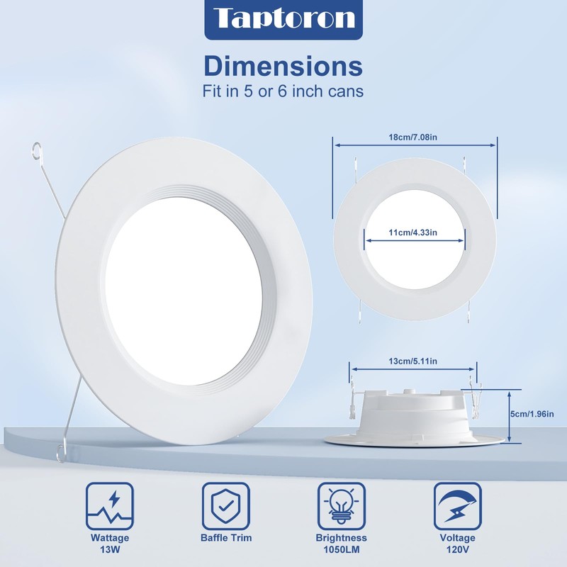 Recessed Lighting 5/6 Inch, 6Pack Color Changing LED Can Lights
