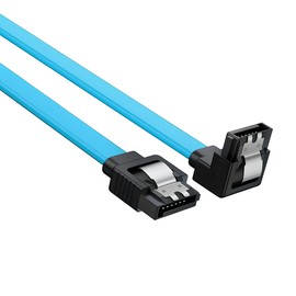 JacobsParts SATA Cable 3 Pack SATA III 6Gbps 90 Degree Right Angle with Locking Latch 18 Inches for HDD SSD - Blue