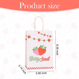 SKTMH 24 Pcs Strawberry Birthday Decorations Strawberry Bag Strawberry Gift Bags Strawberry Candy Bags Strawberry Treat Bags Strawberry Goodie Bags Strawberry Snack Bags Berry Candy Bags Berry First Birthday Decorations Berry 1st Birthday Decorations Ber