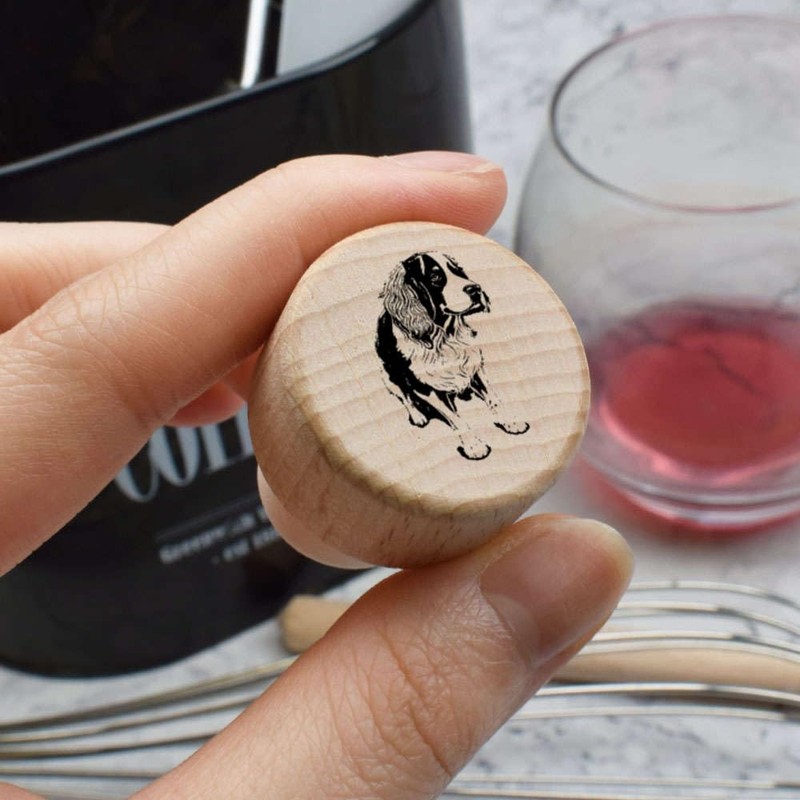 19mm 'English Springer Spaniel' Wooden Bottle Stopper/Cork (BS00026759)