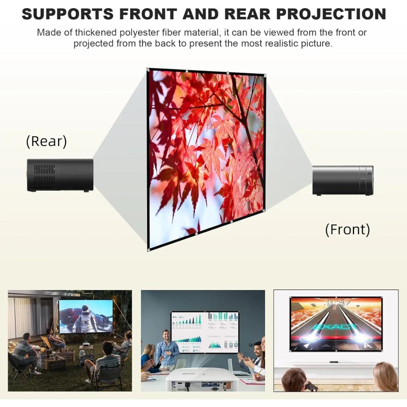 72 Inch Projector Screens Portable Fast Fold High-Density White Less