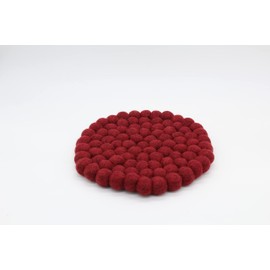 Grült Home Trivet - Felt Trivet for Cups, Pots, Pans and Cups, Hand-Felted in Nepal (Chestnut Red, Circle 20 cm)