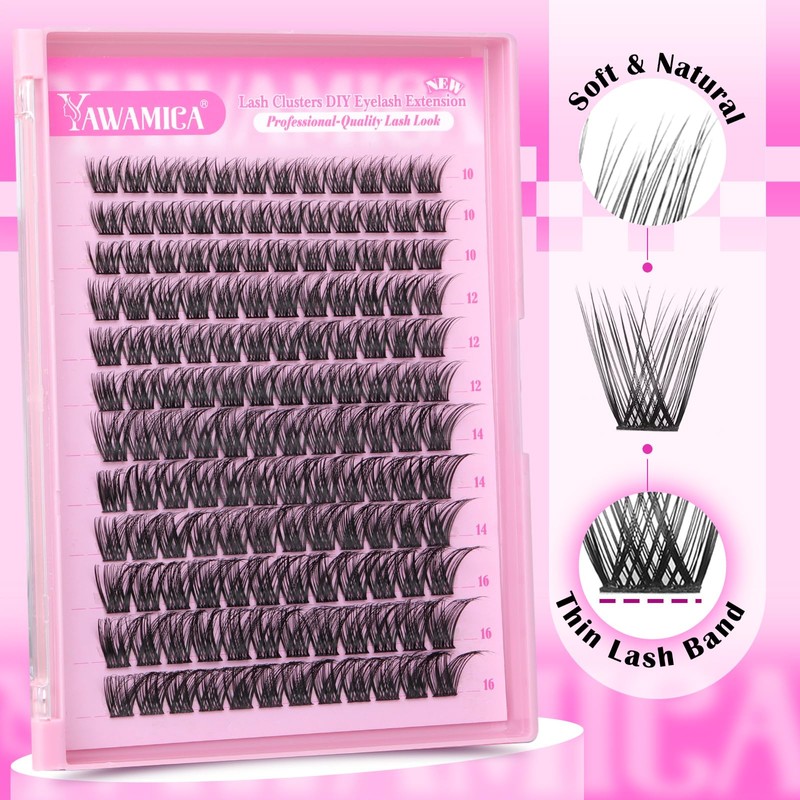 Yawamica Wispy Lash Clusters C Curl Individual Lashes DIY Cluster