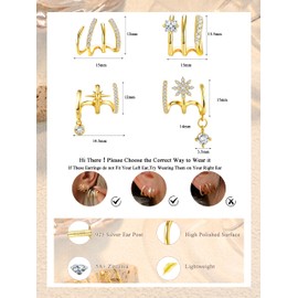 MILACOLATO Claw Earrings Gold Silver Sterling Silver for Womens Pierced 4 Claw Stud Hypoallergenic 14K Gold Plated Quartet CZ Earring Set for Women