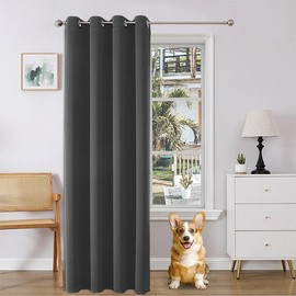 Joydeco Blackout Curtains, Door Curtain, Opaque Door Curtain, Door Curtain with Eyelets, Thermal Cold Protection, Heat Protection, Sound Protection for Bedroom, Living Room (Dark Grey, 1 x H 137 x W