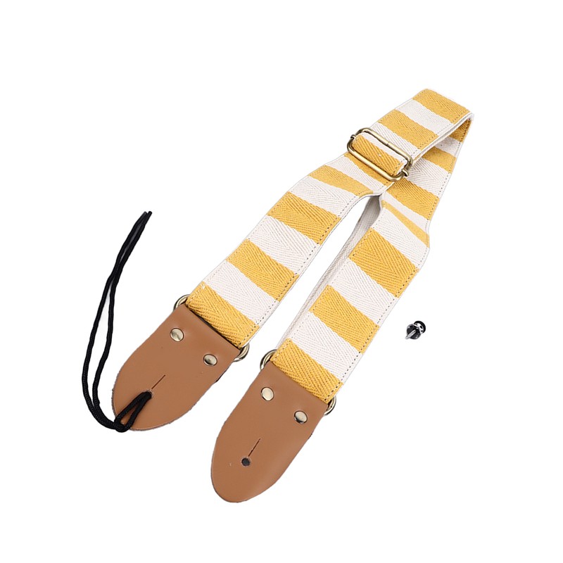 Guitar Strap Stylish Stripe Pattern Thickened Cotton Leather Adjustable Guitar