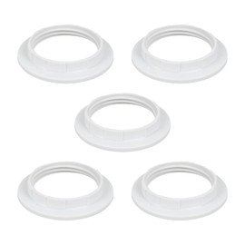 Light Socket Shade Rings for Medium Base E26 Sockets，Threaded Socket Ring，Retaining Rings for Glass Lamp Shades/Light Fixtures (5 Pack White Color，Diameter)