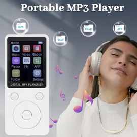 MP3 Player with 5.0, 1.8" Color Screen Portable Music Player, HiFi Sound Music Player, Premium Audio Experience for Music Lovers, Extended Support Up to 128GB (White)